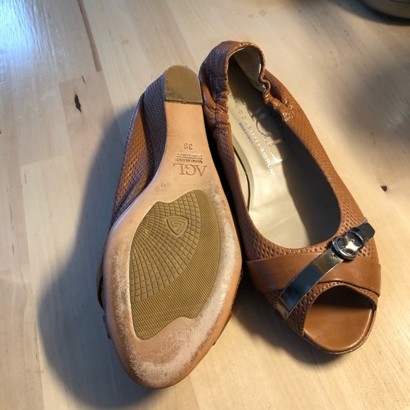 COPY - AGL Tan Perforated Leather Wedge Flats 39/8.5-9 - Picture 6 of 11